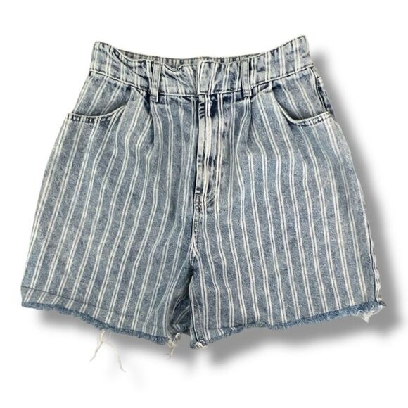 Free People Dogtown Pleated Stripes High Rise Shorts Size 29 - Picture 1 of 7